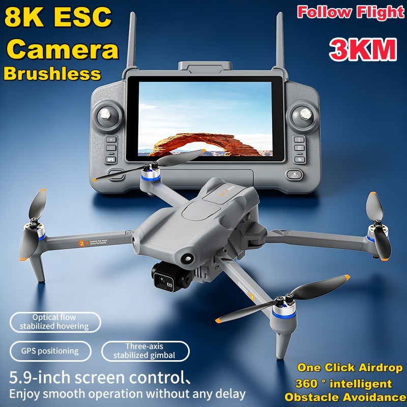 Jjrc Drone X12 - 5,9-Zoll-Touchscreen 3-Achsen-Gimbal 8K ESC-Kamera-Drohne GPS Optischer